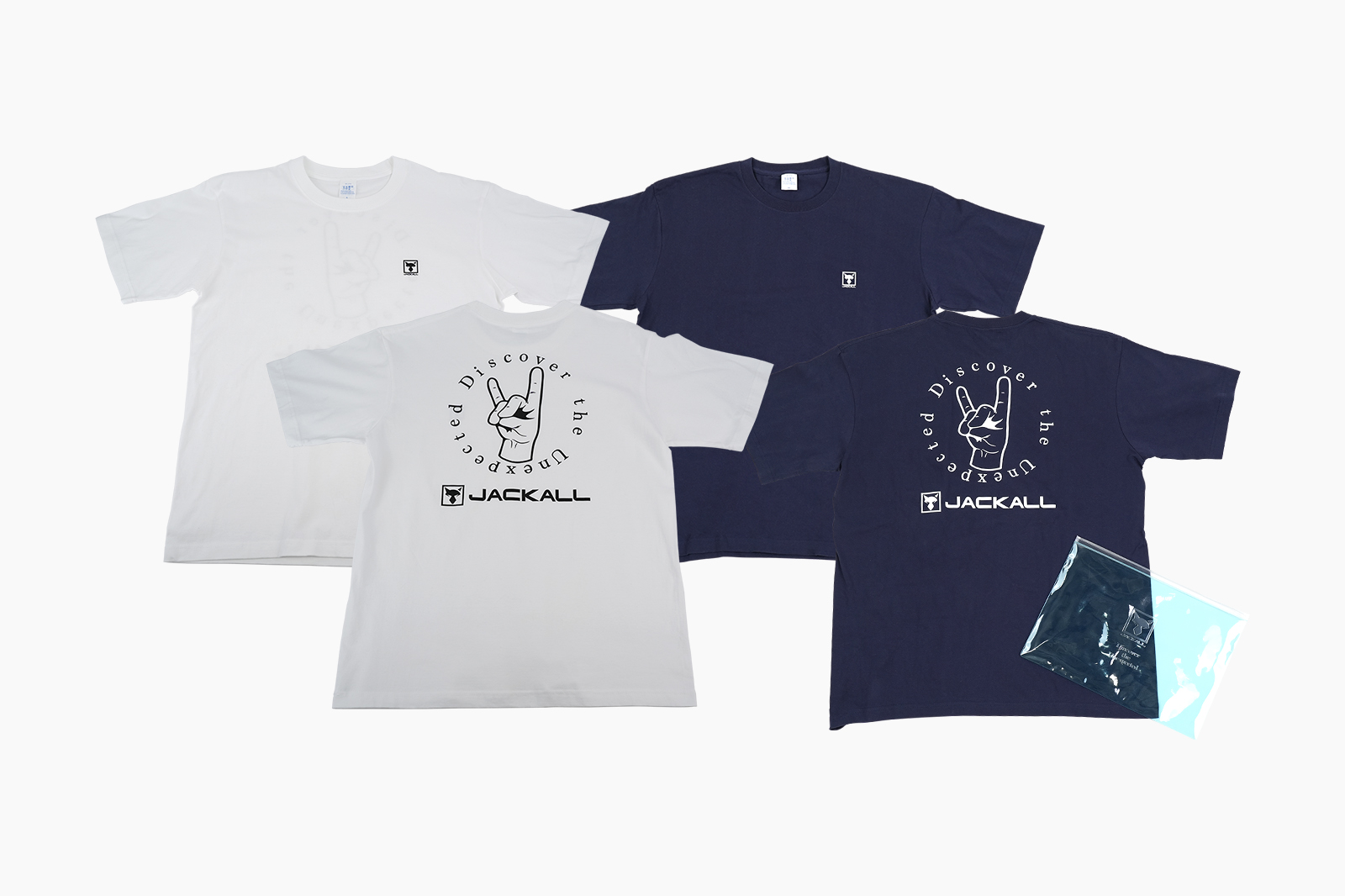 ハンドサインロゴTシャツ【ホワイト/ネイビー】